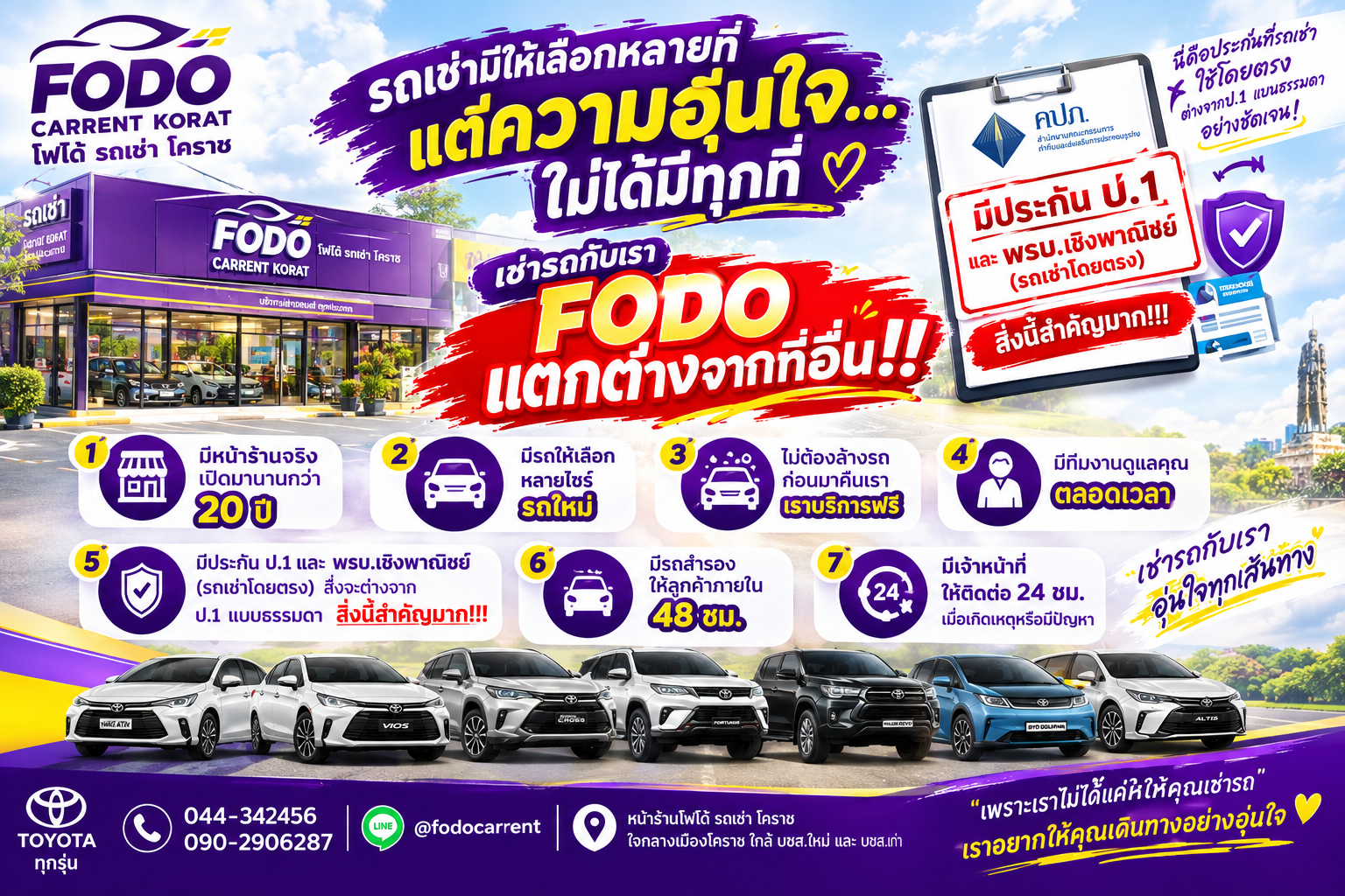 เช่ารถกับเรา FODO แตกต่างจากที่อื่น!!
